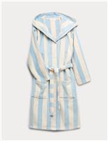M&S Towelling Striped Hooded Robe (9 Mths-10 Yrs) Blue Mix