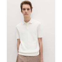 M&S Cotton Rich Slim Fit Knitted Polo Shirt Ivory