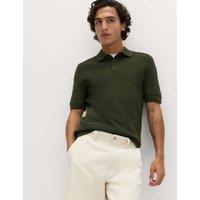 M&S Cotton Rich Slim Fit Knitted Polo Shirt Dark Khaki