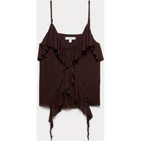 M&S Ruffle Floaty Cami Top Brown