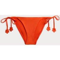 M&S Floral Trim Tie Side Bikini Bottoms Orange