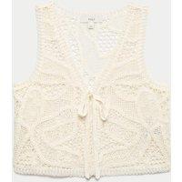 M&S Crochet-Style Cropped Knitted Waistcoat Ivory