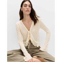 M&S Crochet Tie Fastening Cardigan Light Cream