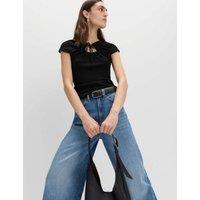 M&S Textured Keyhole Top Black