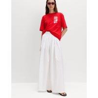M&S Cotton Rich Graphic Oversized T-Shirt Red