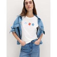 M&S Pure Cotton Embellished T-Shirt Multi
