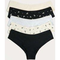 M&S 5 Pack Cotton Modal Hipster Knickers Black Mix