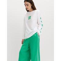 M&S Pure Cotton Graphic Oversized T-Shirt Soft White