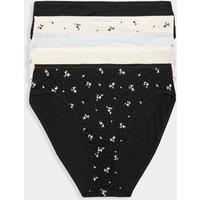 M&S 5pk Cotton Modal High Waisted High Leg Knickers Black Mix