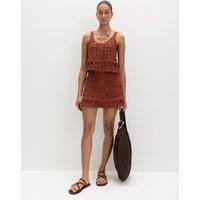 M&S Crochet-Style Mini Knitted Skirt Brandy