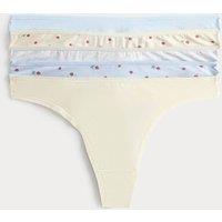 M&S 5 Pack Cotton Lycra Thongs Soft Blue