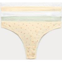M&S 5pk Pure Cotton Thongs Orange Mix