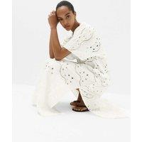 M&S Pure Cotton Cutwork Maxi Kaftan Dress Soft White