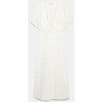 M&S Pure Cotton Cutwork Maxi Kaftan Dress Soft White