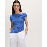 M&S Asymmetric Mesh Drape Top Blue