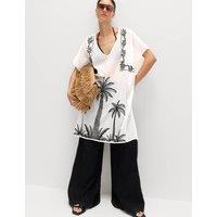 M&S Cotton Rich Embroidered Mini Kaftan Dress Black Mix