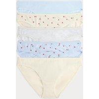M&S 5pk Cotton Lycra Printed Bikini Knickers Soft Blue