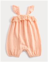 M&S Pure Cotton Romper (0-3 Yrs) Pink