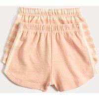 M&S 2 Pack Pure Cotton Side Stripe Shorts (0-5 Yrs) Peach Mix