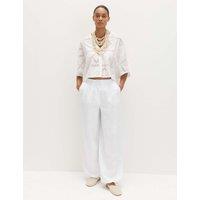 M&S Pure Linen Balloon Trousers White