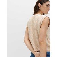 M&S Cotton Rich Embellished Textured Cropped Waistcoat Natural