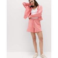 M&S Pure Cotton High Waisted Jogger Shorts Flamingo