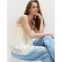 M&S Lace Detail Cami Top Soft White