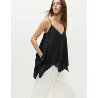 M&S Asymmetric Embroidered V-Neck Cami Top Black