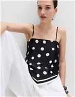 Scarf Style Polka Dot Square Neck Cami Top