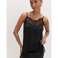 M&S Lace Detail V-Neck Cami Top Black