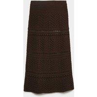M&S Cotton Rich Pointelle Knitted Maxi Skirt Raisin