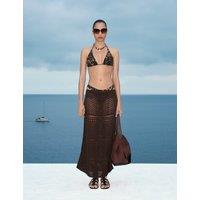M&S Cotton Rich Pointelle Knitted Maxi Skirt Raisin