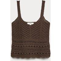 M&S Cotton Rich Pointelle Scallop Edge Knitted Vest Raisin