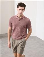 Autograph Pure Cotton Floral Pointelle Polo Shirt Dusted Pink