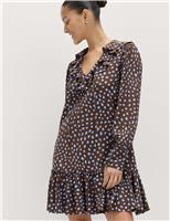 Spot Print Ruffle Mini Tiered Dress