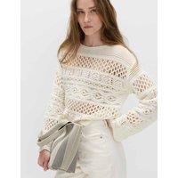M&S Cotton Blend Textured Cropped Jumper Light Cream
