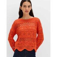 M&S Cotton Blend Textured Cropped Jumper Marmalade