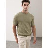 Autograph Performance Mercerised Cotton Knitted T-Shirt Light Olive