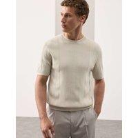 Autograph Performance Mercerised Cotton Knitted T-Shirt Light Natural