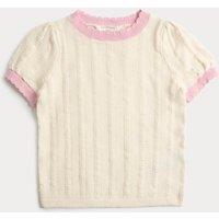 M&S Pure Cotton Knitted Top (2-10 Yrs) Light Cream