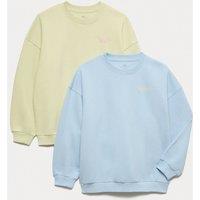 M&S 2 Pack Cotton Rich Sweatshirts (6-16 Yrs) Multi