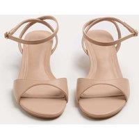 M&S Ankle Strap Kitten Heel Peep Toe Sandals Nude