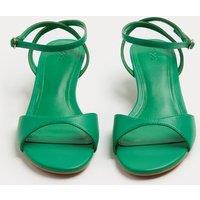 M&S Ankle Strap Kitten Heel Peep Toe Sandals Bright Green