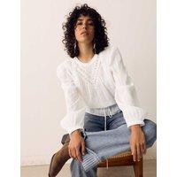 Per Una Pure Cotton Textured Tie Waist Blouse Soft White