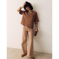 Per Una Pure Cotton Crew Neck Boxy Sweatshirt Chestnut