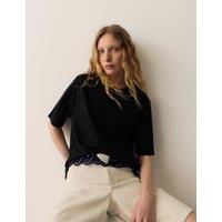 Per Una Pure Cotton Short Sleeve Boxy T-Shirt Black
