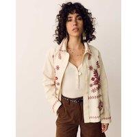 Per Una Pure Cotton Embroidered Overshirt Ecru Mix