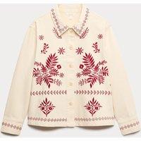 Per Una Pure Cotton Embroidered Overshirt Ecru Mix