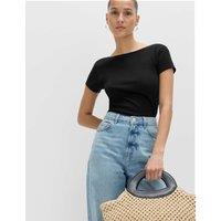 M&S Pure Cotton Short Sleeve Scoop Back T-Shirt Black