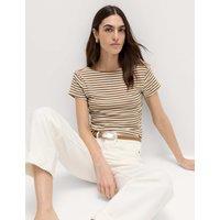 M&S Pure Cotton Short Sleeve Scoop Back T-Shirt Caramel Mix